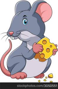 happy mouse cartoon with cheese