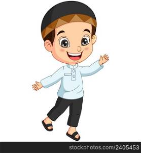 Happy muslim boy cartoon posing