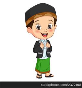 Happy muslim boy cartoon standing