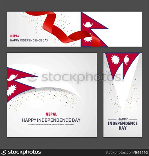 Happy Nepal independence day Banner and Background Set