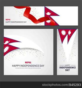 Happy Nepal independence day Banner and Background Set