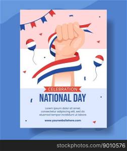 Happy Netherlands National Day Vertical Poster Cartoon Hand Drawn Templates Background Illustration