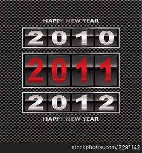 Happy new 2011 year change with modern carbon fiber background