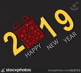 Happy New 2019 Year Greeting Card, stock vector illustration