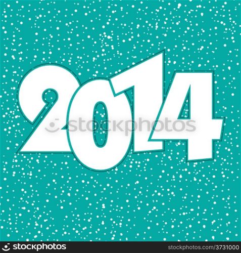 Happy New Year 2014 greeting card in blue and white colors
