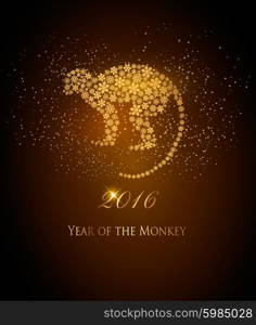 Happy New Year 2016 background with a monkey. Year of the Monkey concept. Vector