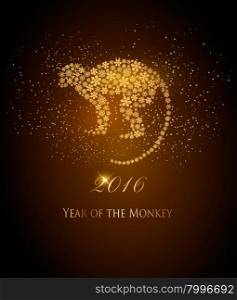 Happy New Year 2016 background with a monkey. Year of the Monkey concept. Vector