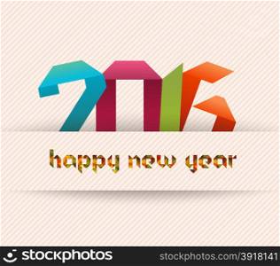 Happy new year 2016 banner, origami and geometrical illustration. Calendar cover design