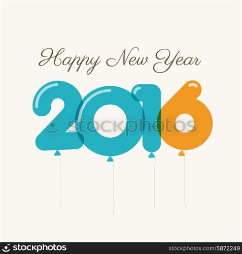 Happy new year 2016 card, balloons font, editable vector design