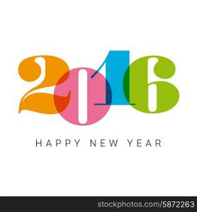 Happy new year 2016 card, numbers font, editable vector design