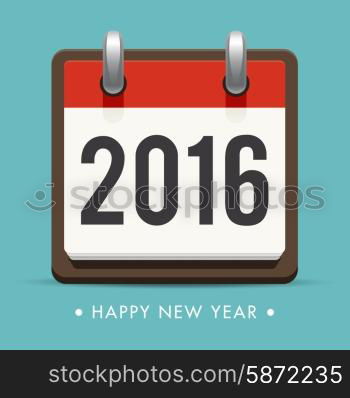 Happy new year 2016 card, retro calendar, editable vector design