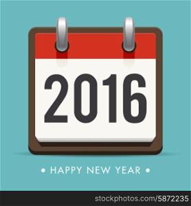 Happy new year 2016 card, retro calendar, editable vector design