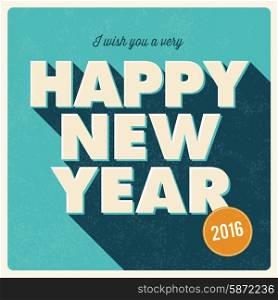 Happy new year 2016 card, retro vintage title, editable vector design