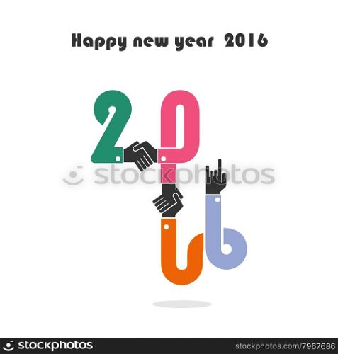 Happy New Year 2016.Colorful greeting card design.Vector illustration for holiday design. Party poster, greeting card, banner or invitation template.