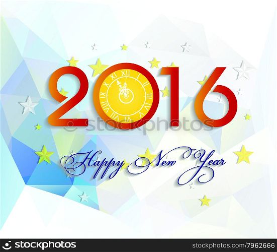 Happy New Year 2016 colorful greeting card in polygonal origami style