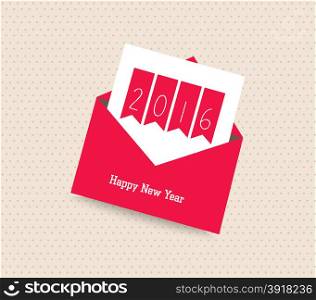 happy new year 2016. Greeting card with envelope