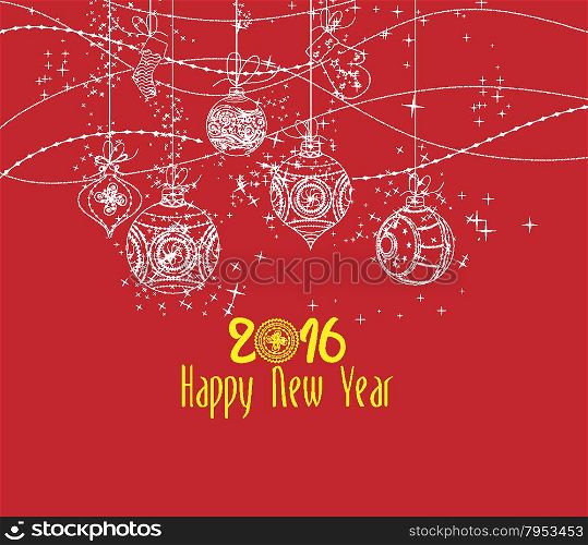 Happy new year 2016 ornament balls