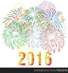 Happy New Year 2016 with fireworks background