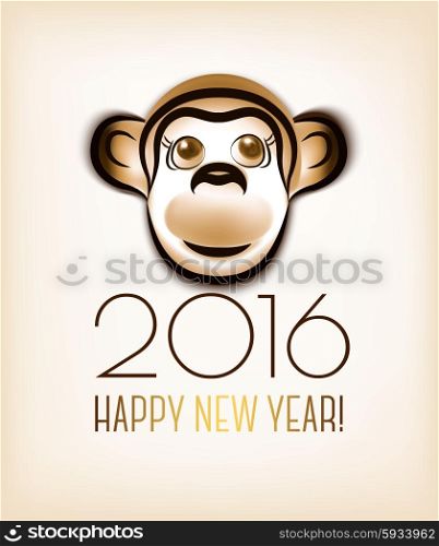 Happy new year 2016. Year Of The Monkey. Vector Illustration