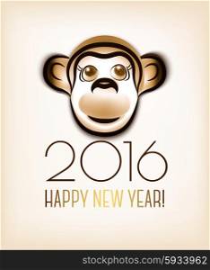 Happy new year 2016. Year Of The Monkey. Vector Illustration