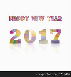Happy New Year 2017 background.Colorful greeting card design.Vector illustration for holiday design. Party poster, greeting card, banner or invitation template.