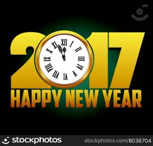 Happy New Year 2017 background with gold clock