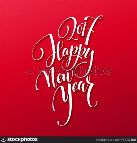 Happy New Year 2017. Christmas Card, Text on Red background. Vector image EPS10