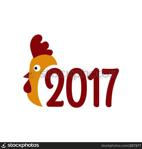 Happy New Year 2017. Greeting card with rooster, symbol of 2017 on the Chinese calendar. Vector illustration