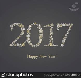 Happy New Year 2017. The figures with ornaments made from snowflakes, vector illustration