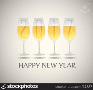 Happy new year 2017 with champagne glasses
