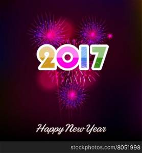 Happy New Year 2017 with fireworks