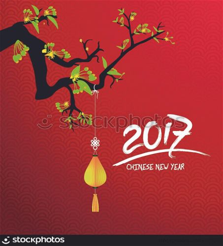 Happy new year 2017 with fireworks and flowers background