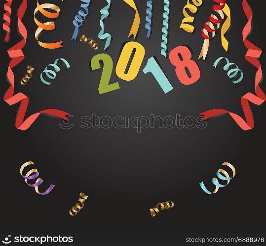 happy new year 2018 background with christmas confetti gold and black colors lace for text