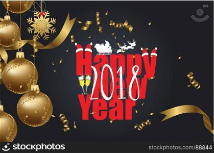 happy new year 2018 background with christmas confetti gold and black colors lace for text