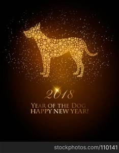Happy New Year 2018 background. Year of the Dog concept. Vector