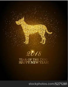 Happy New Year 2018 background. Year of the Dog concept. Vector