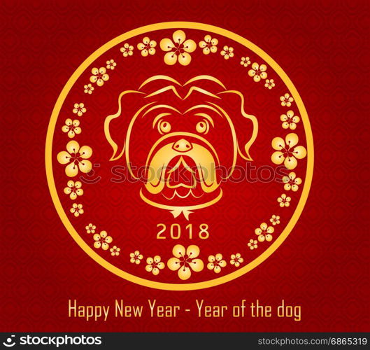 Happy New Year 2018 brush Celebration Chinese New Year of the dog. lunar new year