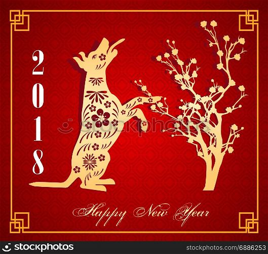 Happy New Year 2018 brush Celebration Chinese New Year of the dog. lunar new year