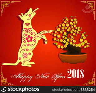 Happy New Year 2018 brush Celebration Chinese New Year of the dog. lunar new year