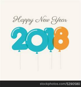 Happy new year 2018 card, balloons font, editable vector design