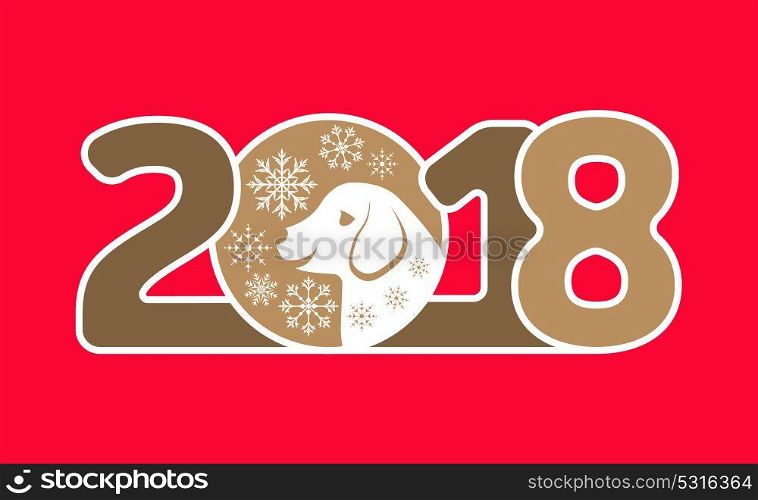 Happy New Year 2018 Card with Dog. Happy New Year 2018 Card with Dog - Illustration Vector