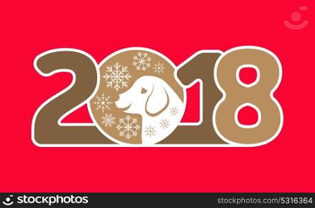 Happy New Year 2018 Card with Dog. Happy New Year 2018 Card with Dog - Illustration Vector