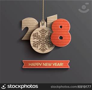 Happy new year 2018 design card in paper style.. Creative happy new year 2018 design card in paper style. Vector illustration.