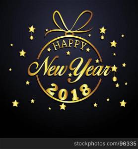Happy new year 2018 gold and black colors