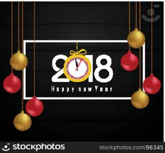 Happy new year 2018 gold and black colors