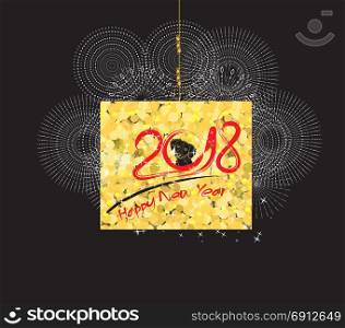 Happy new year 2018 gold theme. year of the dog