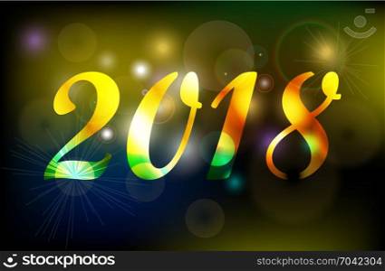 Happy New Year 2018 golden celebration background banner. Vector