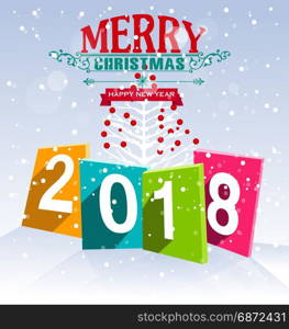 Happy new year 2018 greeting card