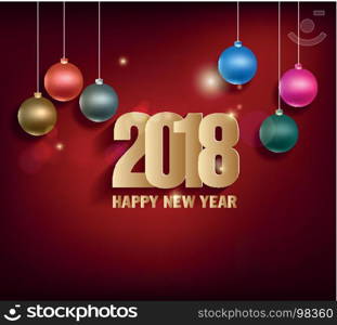 Happy new year 2018 greeting card and merry christmas