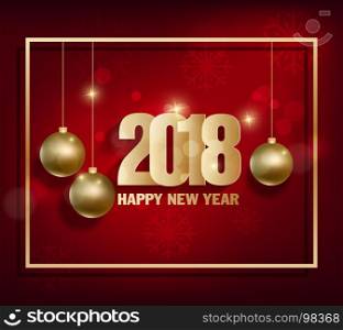 Happy new year 2018 greeting card and merry christmas